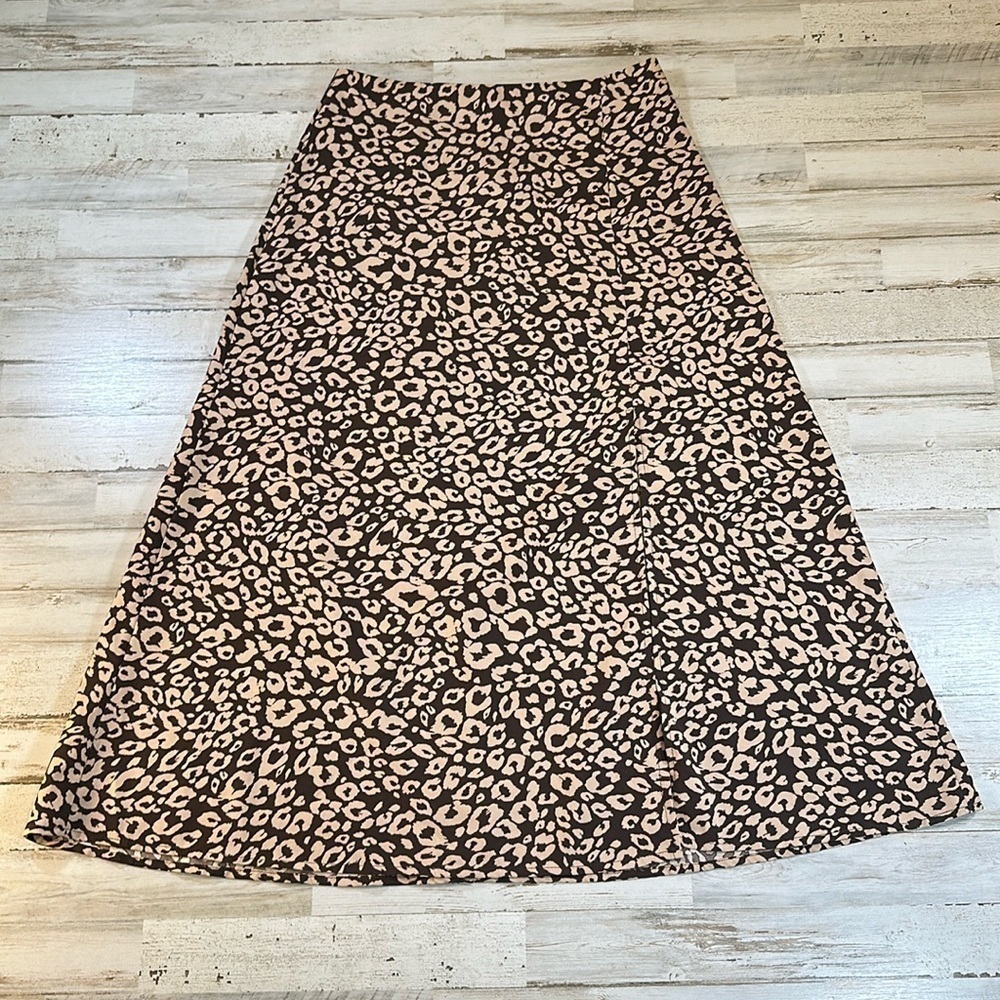 Satin Slip Skirt Leopard Print Size Small